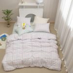 민트핑크 체크 슈퍼싱글 차렵 이불 베개커버 세트