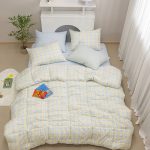 블루옐로우 체크 슈퍼싱글 차렵 이불 베개커버 세트