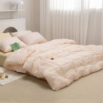 핑크오렌지 체크 슈퍼싱글 차렵 이불 베개커버 세트