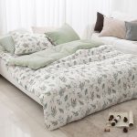 베이지 플로럴 슈퍼싱글 차렵 이불 베개커버 세트